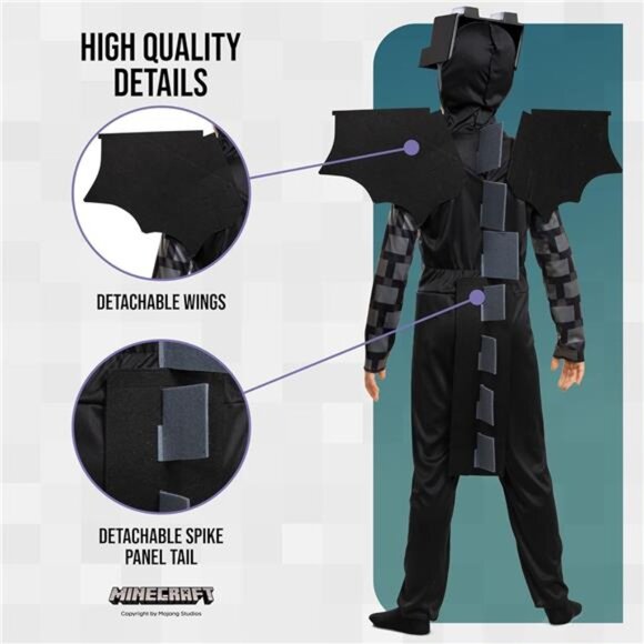 Minecraft Ender Dragon Costume for Kids, Video Game Inspired Character Outfit - Picture 5 of 6
